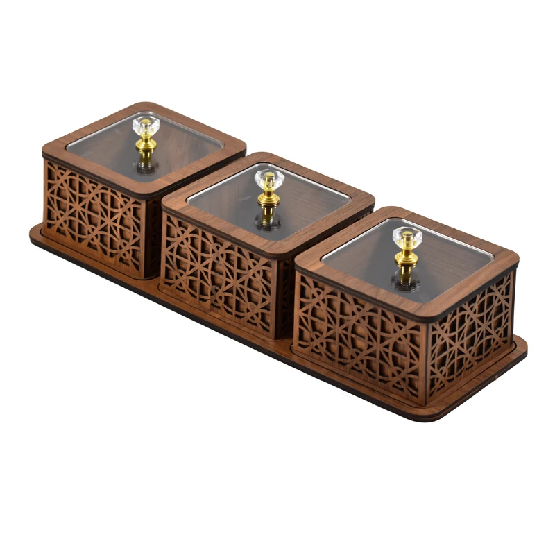 قندان سه تایی درب پلسکسی با سینی قندان سه تایی درب پلسکسی با سینی